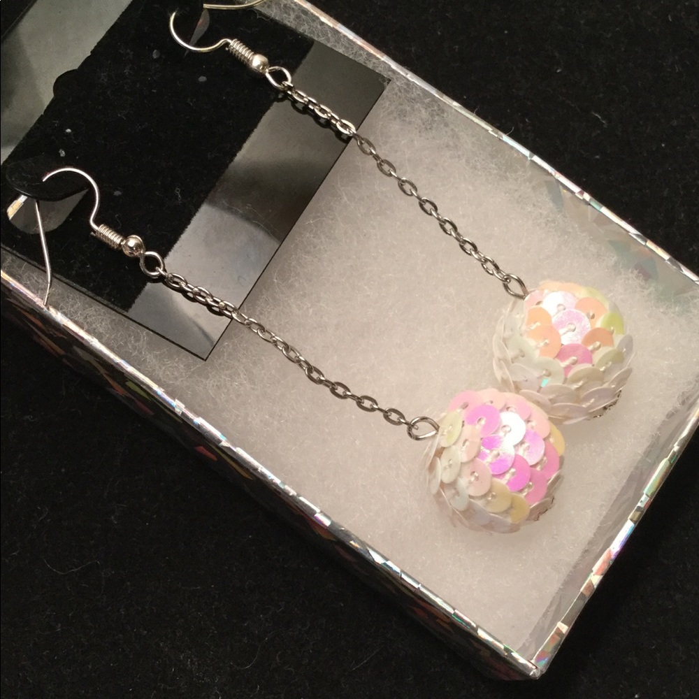 Silver Plated Sequin Ball Earrings